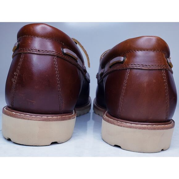 Huckberry RHODES Tahoe Boat Shoes Men's 10 Brown Leather Vibram Gumlite Sole EUC - Picture 4 of 15